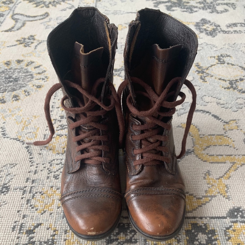Steve Madden Leather Combat Boots - Size 6